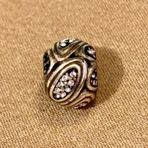 Brighton Orion silver bead Crystal-filled raised ovals Retired